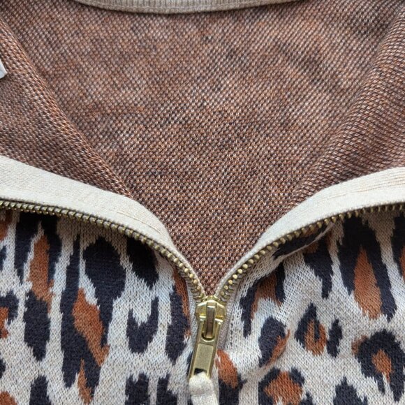 H&M Women’s Leopard Print Sweater Medium 100% Cotton Long Sleeve Knit Top - Picture 3 of 7